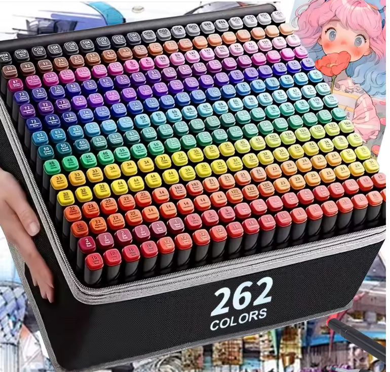 ¡🎨KIT DE 262 MARCADORES DOBLE PUNTA!✨